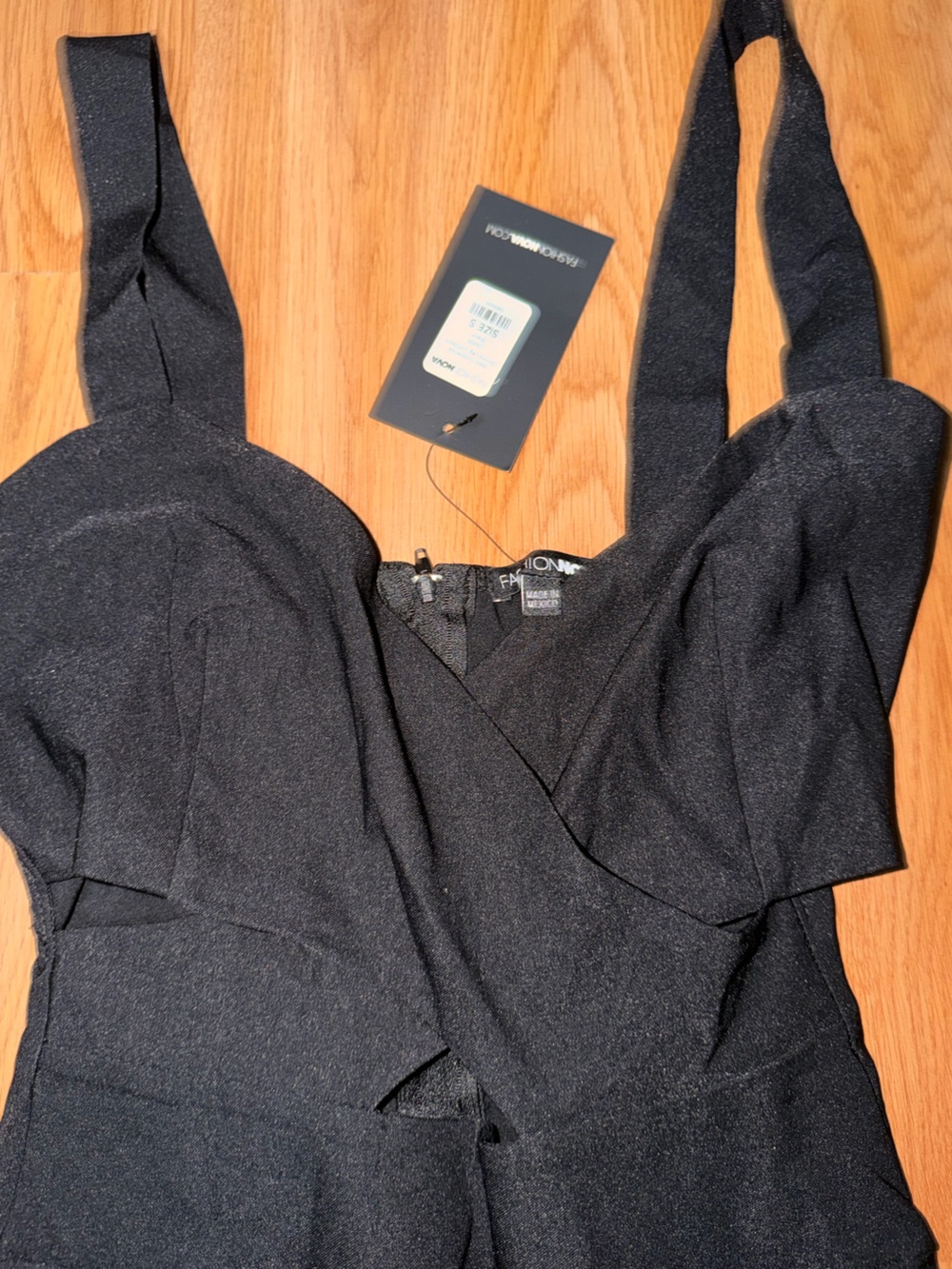 Fashion Nova Black Strappy Wrap-Front Jumpsuit